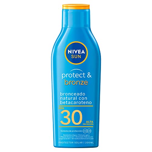 Bloqueadores Y Bronceadores, Drugstore NIVEA SUN Protector Solar Corporal Protect & Bronze (200 ml), Loción Solar en Spray No Grasosa ni Pegajosa con FPS 30 Resistente al Agua para un Bronceado...