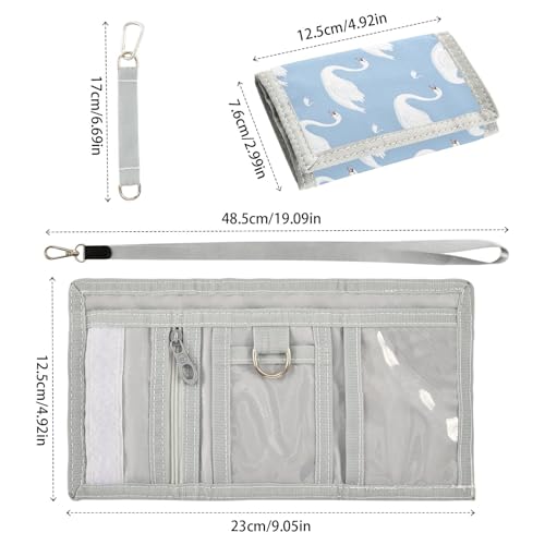 ALAZA Kids Wallets for Boys Girls Toddler Trifold Wallet Children Small Swan Blue with Zipper Coin Pocket3