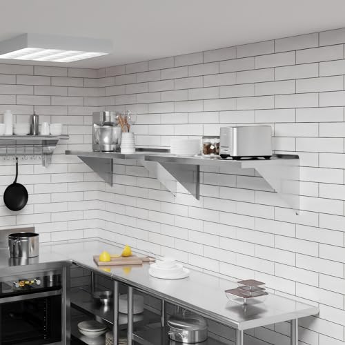 Image of AmGood 18 inch x 36 inch Stainless Steel Wall Shelf | Appliance & Equipment Metal Shelving | Kitchen, Restaurant, Garage, Laundry, Utility Room | Heavy Duty | Squared Edge | NSF Certified