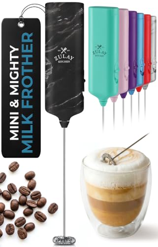 Image of Mini & Mighty Milk Frother Wand - Powerful Handheld Coffee Frother, Battery Operated Drink Mixer - Compact Pocket Size - Detachable Whisk for Latte, Cappuccino, Matcha, Hot Chocolate