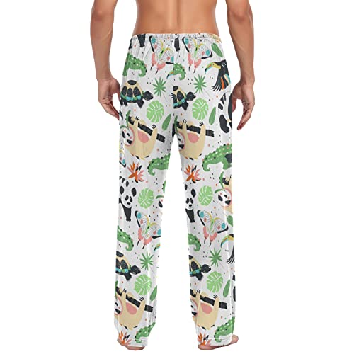 Cute Sloth Turtle Panda Pajama Pants Zoo Animals Men's Pajama Bottoms Lounge Sleepwear PJs Casual Sleep Pants XL2