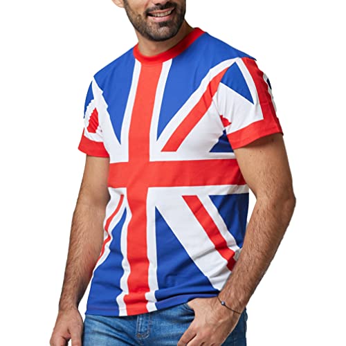 SPIRIT OF ESSEX Union Jack t Shirt for Men and Kids 100% Cotton Crewneck Short Sleeve (as8 Alpha l Regular Regular) White