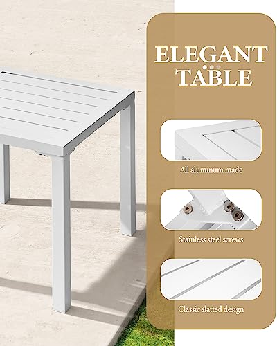 Crestlive Products Aluminum Outdoor Side Table, Pool Lounge Chair Side Table, Weather Resistant Small Square Coffee End Table for Patio, Yard, Garden, Porch, Deck, Indoor, Outdoor (White) - Thumbnail 4