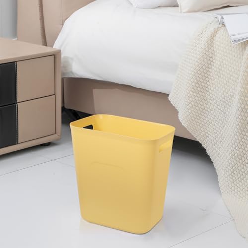 Image of UUJOLY Plastic Small Bathroom Trash Can Wastebasket, 3.5 Gallon, Yellow