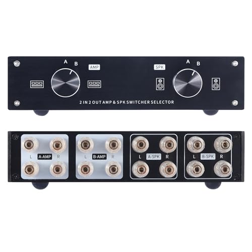 AtNeDcVh 2-Zonen-Verstärker-Lautsprecher, verlustfreier Umschalter, 2-in-2-Out-Amp-Lautsprecher, Schalter-Steuerbox-Splitter, 2-Wege-Stereo-Audio-A-B-Schalter