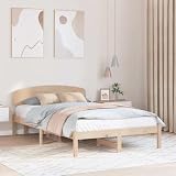 vidaXL Marco de Cama con Cabecero 120X190 cm de Pino Macizo Minimalista Plataforma No Necesita Boxspring Resistente Amplio Almacenamiento Bajo la Cama Madera Moderna para Adultos