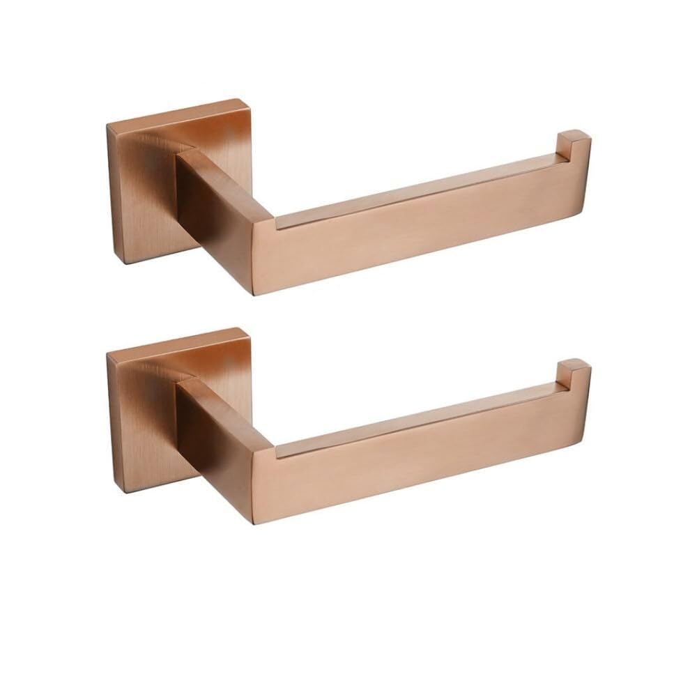 2 Pcs Toilet Roll Holder Brushed Rose Gold Bathroom Accessories Square Bathroom Accessories Toilet Paper Holder Towel Rail Robe Holder Towel Holder (2 Pcs)