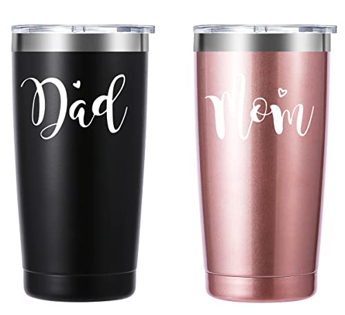 Dad & Mom 20Oz Tumbler Gifts.new Parents Couple Gifts.gift For Pregnancy Parents To Be New Mom Dad Baby Shower.birthday Christmas Anniversary Fathers Mothers Gifts.(Black/Rose Gold) #TOP7