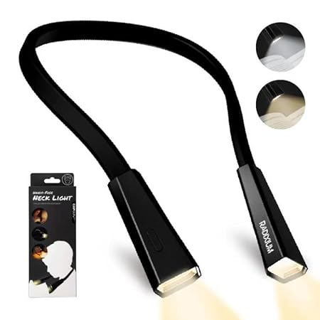 RADIXIUM LED Neck Reading Rechargeable Light, Multi-Function Book Light for Reading in Bed and Camping, 4 Brightness Levels, Bendable Arms, Super Soft Materials Made Comfort & Lightweight