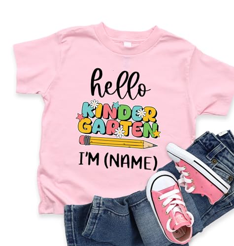 Hello Kindergarten Shirt, Hello Kindergarten Natural Kid Shirt, Custom First Day Of School Outfit, Personalized Name Shirt, Back To School, Kinder Shirts, Kindergarten Tee2