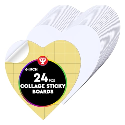Image of Hygloss Sticky Heart Craft Boards - 24 Pack 6-Inch Self Stick Collage Boards for Kids - Peel & Stick Mounting Boards for Art Projects, School Crafts, Classrooms, and DIY Displays