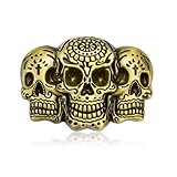 MUSVIKY Western Belt Buckle For Men, Gold Vintage Ghost Skeleton Skull Belt Buckle for Men American Native Western Cowboy