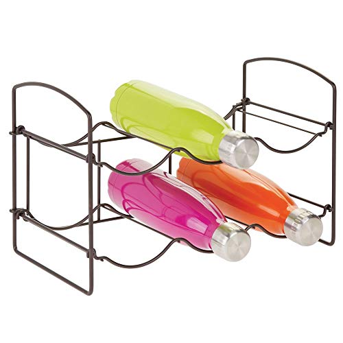 mDesign Metal Free-Standing Water Sports Bottle and Wine Rack Holder Stand for Storage