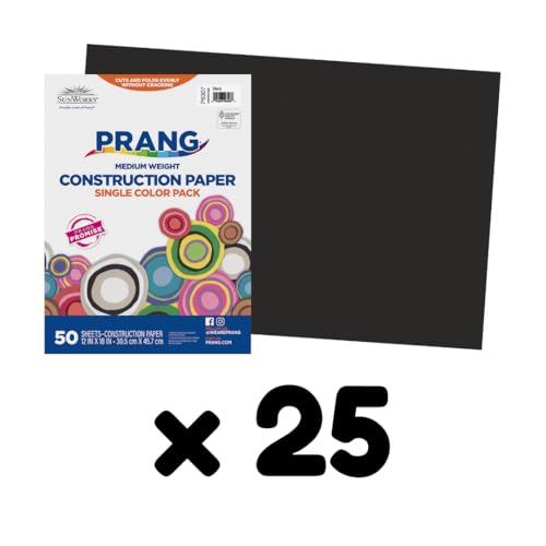 Image of Prang Construction Paper, 12 inch x 18 inch, Black, 50 /Pack, 25 Packs | Formerly SunWorks, Class Pack, 1250 Sheets Total, P6307