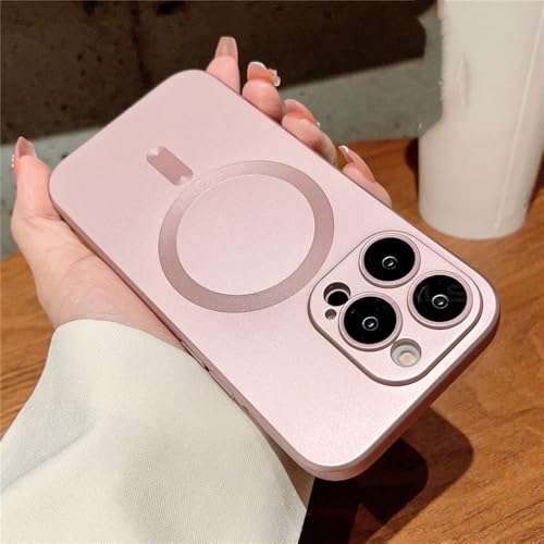 Étui de chargement sans fil magnétique pour iPhone 14 15 Pro Max rose