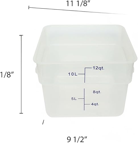 Miniatura 5 de Contenedor cuadrado de almacenamiento de alimentos de 12 cuartos de galón de polipropileno translúcido - Contenedores comerciales de almacenamiento