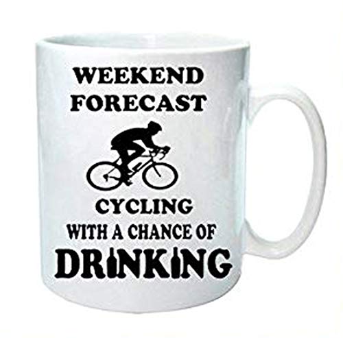 DottsMusic Weekend Forecast  Cyclisme avec Une Chance d'alcool  Humoristique Mug à café/Tasse  Idée Cadeau