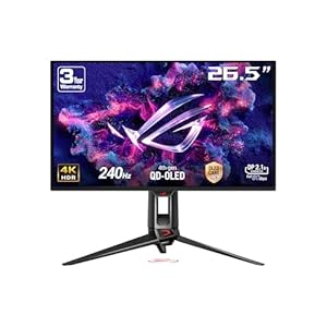 ASUS ROG Swift OLED PG27UCDM - 27 Zoll 4K UHD Gaming Monitor - 240 Hz, 0.03ms GtG, G-Sync, FreeSync, AdaptiveSync, KVM Switch, HDR 400 - QD-OLED, 16:9, 90W USB-C, DP 2.1, HDMI 2.1, USB-Hub, Ergo.