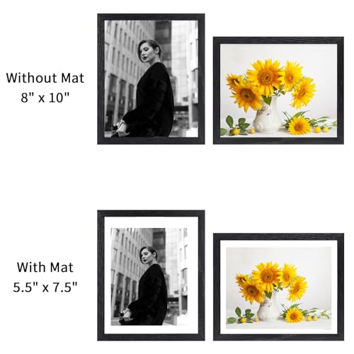 puthiac 8x10 Black Oak Wood Picture Frame - 8"x10" Photo Frame, 8x10 Picture Frame Wood, Natural Solid Wooden Picture Frames for Wall Art Photo and Prints (1 Pack, Black)