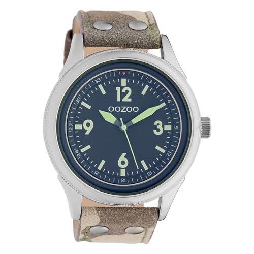 Oozoo Herrenuhr mit Lederband Ø 48 mm Camouflage/Grau C10353