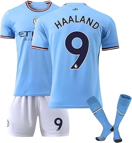 Kit de football maillot bleu ciel 9 parfait pour vos matchs de loisir en grand format