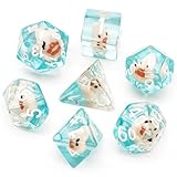 Picture of Cusdie 7-Die DND Dice, Polyhedral Dice Set Filled with Animal, for Role Playing Game D&D Dice（Pink Duck w/White Numbers）