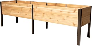 Gardener's Supply Company Raised Garden Bed Elevated Cedar Planter Box | 2' x 8' Self-Watering Standing Garden for Outdoor Plant Vegetables & Flower Gardening P