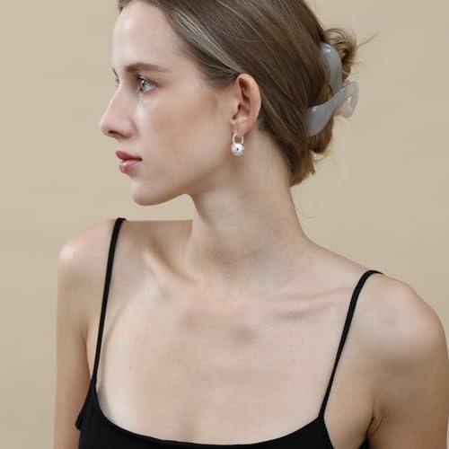 Ascona Silver Ball Hoop Earrings, Gold Ball Drop Dangle Earrings For Women, Hypoallergenic Lightweight Gold Plated Earrings thumb #5