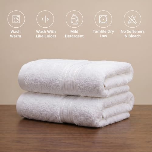 Image of LANE LINEN 575 GSM 100% Cotton Hand Towel 2PC - White