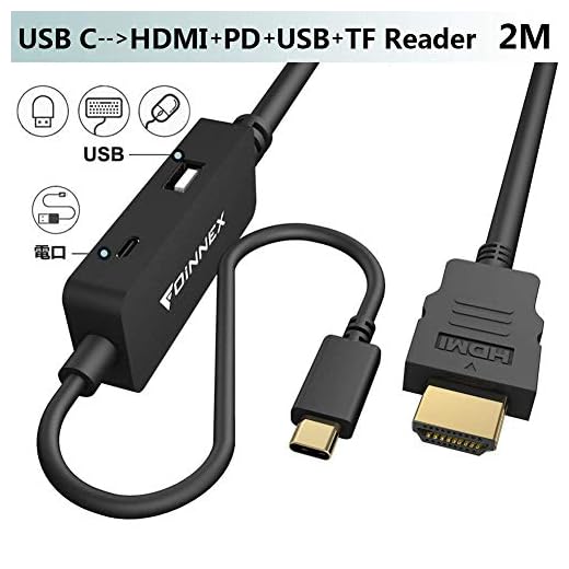 USB C HDMI Cable 4K 60Hz,Carga PD. Thunderbolt 3 a TV Dex Station para Samsung S10/S9/S8 Plus,Note 9/8,Huawei P30/P20,Mate 20 Pro,Macbook,Nintendo Switch Tipo C to HDMI Adaptador,USB,Micro SD Reader.