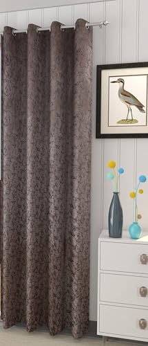 Image of Window Curtain 5 Feet Long for Living Room - Window Curtain Set of 1 Pcs Panel, Velvet Curtain Blackout & Stylish Parda for Home Decor & Office Brown Colour