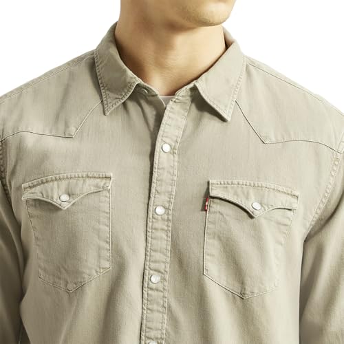Image of Levi's Men's Solid Beige Slim Fit Shirt