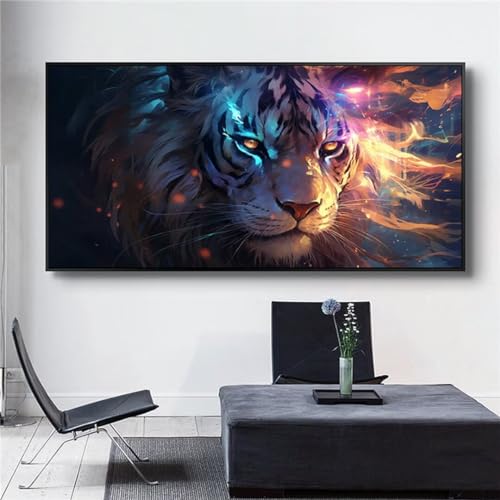 Broderie Diamant Kit Complet Tigre 5D, un chef-d'œuvre mural grand format aux détails éclatants