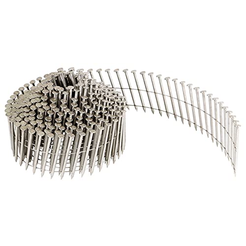 Kimllier KM-1589998-612558-LR 1200 Count Coil Siding Nail Full Round Head Wire Collated Coil 15-Degree 1-3/4-Inch X .090-Inch Ring Shank 304 Stainless Steel Siding Nails thumb #5
