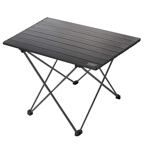 HAEGS Full Alüminyum Katlanır Kamp Masası, Piknik, BBQ, Balıkçılık, Doğa Aktiviteleri, Plaj için Kolay Taşınabilir Kompakt Outdoor Ultra Hafif Kamp Masası Büyük Boy - Siyah