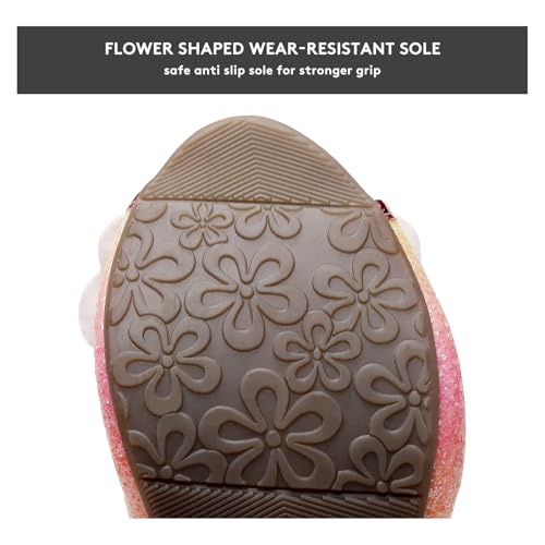 Toddler Girls Dress Shoes with Heels - Sparkly Sequins Flower Girl Sandals Open Toe for Wedding Party | Big Kid Sizes 11-4, Comfortable Bowknot Straps4