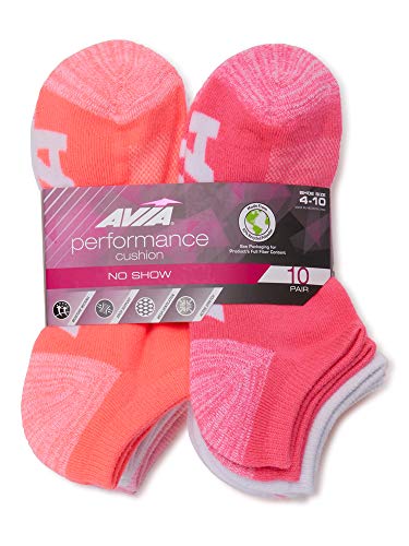 Image of Avia Performance Womens' No Show Cushion Socks (10-Pair Packs, Sock size 9-11; fits shoe size 4-10)