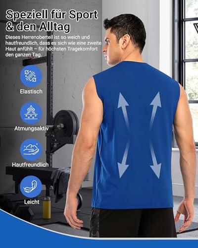 MEETYOO 3/5 Pack Tank Top Herren Sport, Muskelshirts Herren & Unterhemd Herren - Leicht, Feuchtigkeitsableitend, Schnelltrocknend, Ideal für Das Gym Oder Den Alltag 4