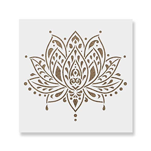 Sacred Lotus Flower Stencil - Stencil Furniture, Stencils, Floral Stencil, Lotus Stencil, Sacred Stencil