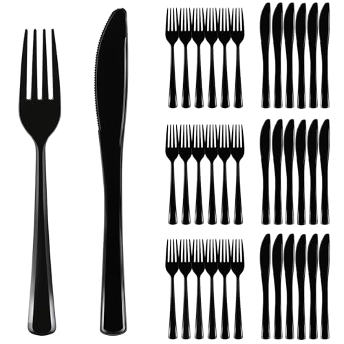 Image of ALEXPRE 200 Pack Reusable Cutlery Set, Heavy Duty Cutlery,Reusable Knife and Forks for Party,Birthday,Camping, Weddings