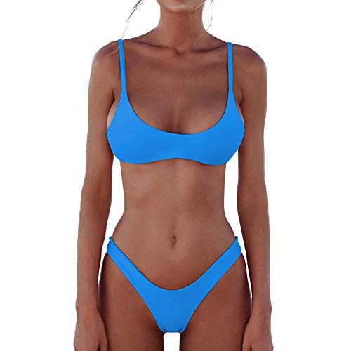 Womens Swimsuits 2 Pcs Brazilian Top Thong Bikini Set High Waisted Bathing Suits for Women