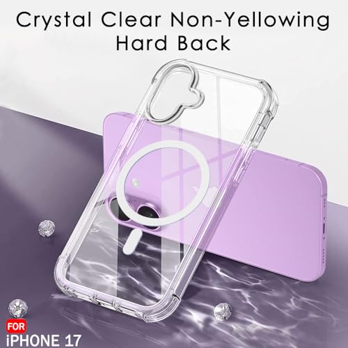 Image of TheGiftKart Shockproof Ultra-Hybrid Back Cover Case for iPhone 17 Compatible with MagSafe | 360 Protection | Crystal Clear Hard Back Cover Case for iPhone 17 (PC & TPU, Transparent Bumper)