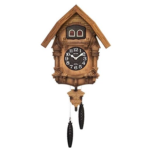 Rhythm 4MJ236RH06 Cuckoo Wall Clock, Made in Japan, Authentic Bellows Style, Wood, Brown (Finish on Wood), Cuckoteles R