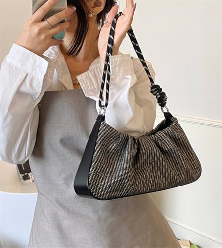 Shoulder Purse for Women Woven PU Leather Tote Handbag Pleated Crossbody Bag Small Satchel2