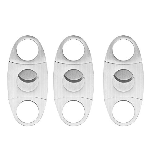 Cigar Cutter, URBEST 3 Pieces Premium Stainless Steel Silver Guillotine Double Sharpening Blade