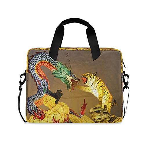 Golden Dragon Tiger King Laptop Shoulder Bag Notebook Computer Handbag Sleeve Table Carrying Case Messenger Bags Fits 15.4 In fo