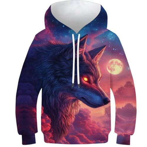 Pull à capuche enfants loup avec impression 3D - Sweat pour filles et garçons