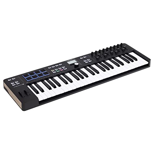 Image of Arturia KeyLab Essential 49 mk3 MIDI Controller with 49 Velocity-Sensitive keys, 9 Encoders, 9 Sliders, 8 RGB Pads - USB-C, Midi Out, LCD Screen, Bundled Software and DAW Integration - Black