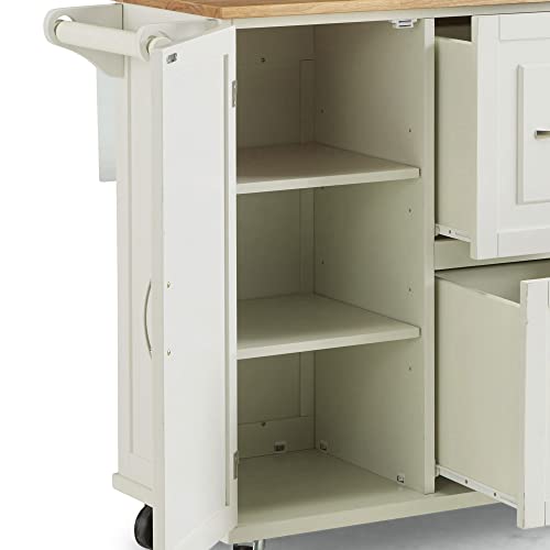 image for Homestyles Dolly Madison Off-White Kitchen Cart with Hardwood Drop Lea