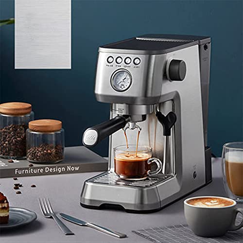 XFZJCHAP Coffee Machine Semi-Automatic Espresso Steam Milk Froth 1.7L Large Capacity Modern Style Silver - Image 2